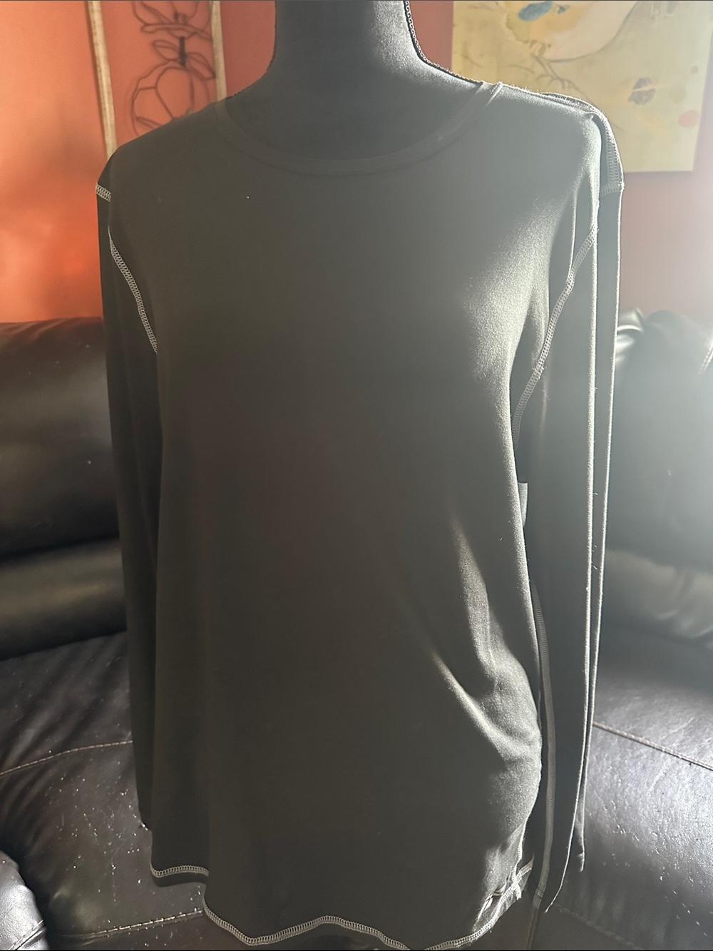 Reebok Black Long Sleeve Crewneck with Contrast Stitching